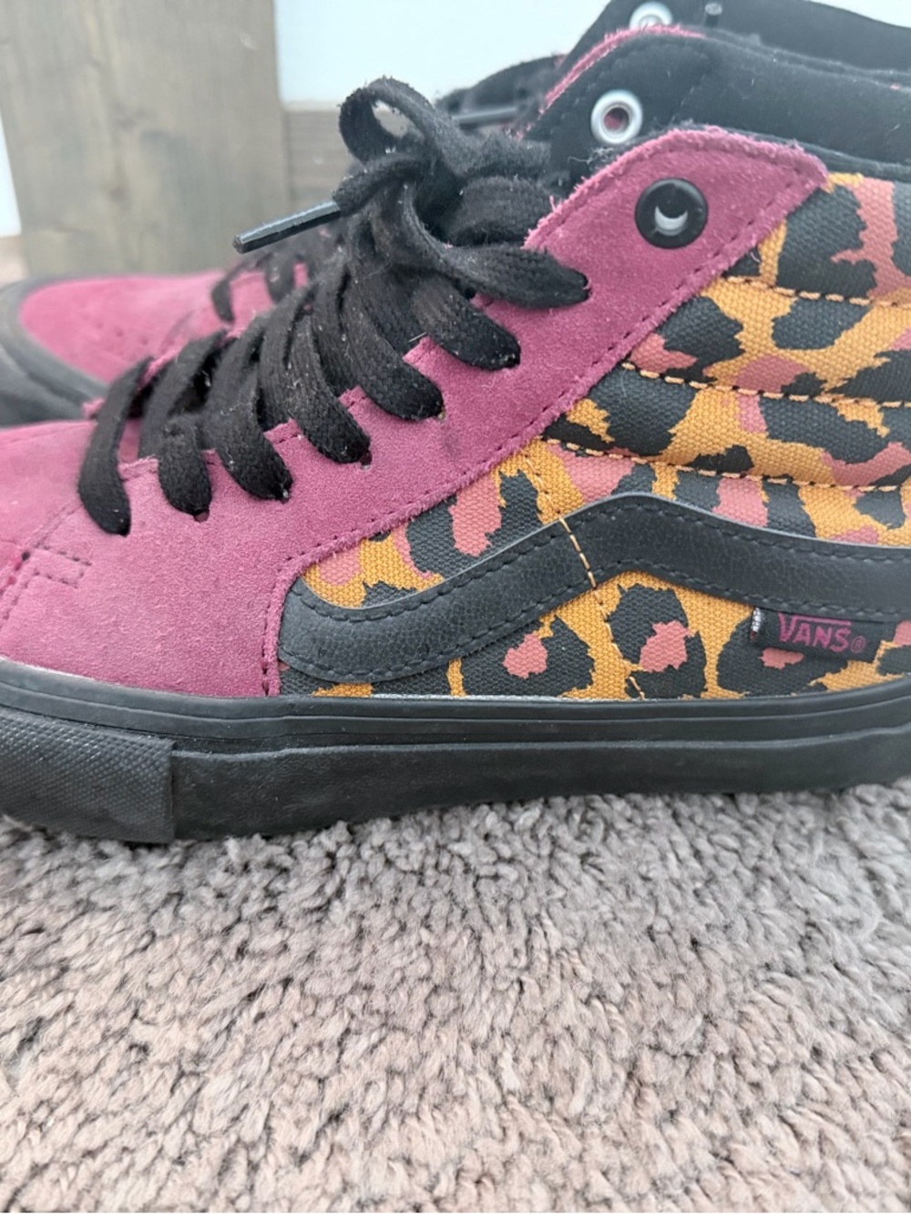 Vans Ultracush Leopard Print High-Tops in Pink & Yellow